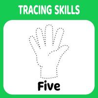 Tracing a five hand sign vector