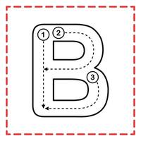 alphabet tracing B illustration vector