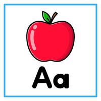 red apple alphabet Aa Illustration vector