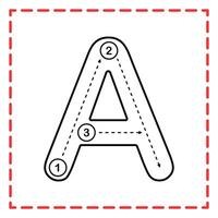 alphabet tracing A illustration vector