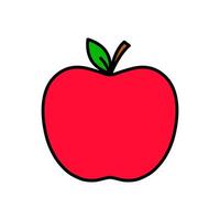 red apple flat color cartoon illustration vector