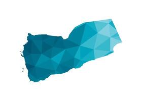 aislado ilustración icono con simplificado azul silueta de Yemen mapa. poligonal geométrico estilo, triangular formas blanco antecedentes. vector