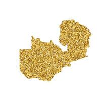 aislado ilustración con simplificado Zambia mapa. decorado por brillante oro Brillantina textura. nuevo año y Navidad Días festivos decoración para saludo tarjeta. vector