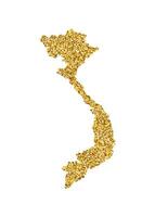 aislado ilustración con simplificado Vietnam mapa. decorado por brillante oro Brillantina textura. nuevo año y Navidad Días festivos decoración para saludo tarjeta. vector