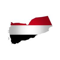 isolated illustration with national flag with shape of Yemen map simplified. Volume shadow on the map. White background vector
