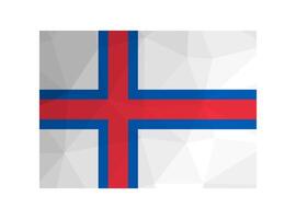 illustration. Official ensign of Faroe Islands. National flag with white Blue, red stripes on white background. Creative design in polygonal style with triangular shapes vector