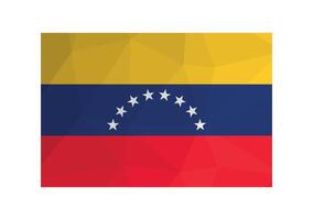 illustration. Official symbol of Venezuela. National flag with white stars on yellow, blue, red stripes. Creative design in low poly style with triangular shapes vector