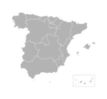 isolated illustration of simplified administrative map of Spain. Borders of the counties. Grey silhouettes. White background vector