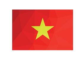 illustration. Official symbol of Vietnam. National flag with yellow star on red background. Creative design in low poly style with triangular shapes vector