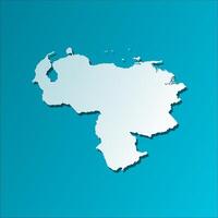 aislado simplificado ilustración icono con azul silueta de Venezuela mapa. oscuro azul antecedentes vector