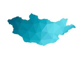 illustration with simplified blue silhouette of Mongolia map. Polygonal triangular style. White background. vector