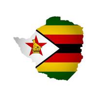 isolated illustration with national flag with shape of Zimbabwe map simplified. Volume shadow on the map. White background vector