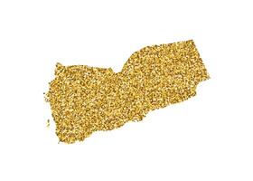 aislado ilustración con simplificado Yemen mapa. decorado por brillante oro Brillantina textura. nuevo año y Navidad Días festivos decoración para saludo tarjeta. vector
