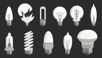 various types of glass light bulb lamps vector