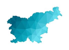ilustración con simplificado azul silueta de Eslovenia mapa. poligonal triangular estilo. blanco antecedentes. vector