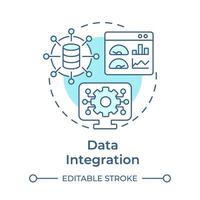 datos integración suave azul concepto icono. actuación análisis, productividad mejorar. redondo forma línea ilustración. resumen idea. gráfico diseño. fácil a utilizar en infografía, artículo vector