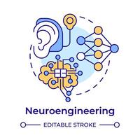 Neuroengineering multi color concept icon. Biomedical engineering. Neural system research. Round shape line illustration. Abstract idea. Graphic design. Easy to use in presentation vector