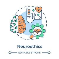 Neuroethics multi color concept icon. Morality of neuroscience. Neural monitoring. Brain science. Round shape line illustration. Abstract idea. Graphic design. Easy to use in presentation vector