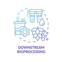 Downstream bioprocessing blue gradient concept icon. Microorganisms filtration. Genetic modification, crop improvement. Round shape line illustration. Abstract idea. Graphic design. Easy to use vector