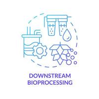 río abajo bioprocesamiento azul degradado concepto icono. microorganismos filtración. genético modificación, cosecha mejora. redondo forma línea ilustración. resumen idea. gráfico diseño. fácil a utilizar vector