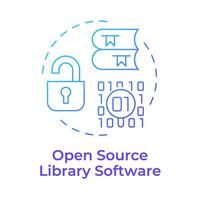 Open source library software blue gradient concept icon. Security measures, access control. Round shape line illustration. Abstract idea. Graphic design. Easy to use in infographic, blog post vector