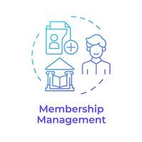 Membership management blue gradient concept icon. Library cards, user service. Security measures. Round shape line illustration. Abstract idea. Graphic design. Easy to use in infographic, blog post vector