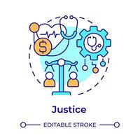 Justice multi color concept icon. Principle of bioethics. Equality in healthcare industry. Round shape line illustration. Abstract idea. Graphic design. Easy to use in presentation vector