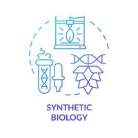 Synthetic biology blue gradient concept icon. Synthetic organisms, hybrid agriculture. Bioengineering cultivation. Round shape line illustration. Abstract idea. Graphic design. Easy to use in article vector