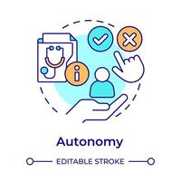 Autonomy multi color concept icon. Principle of bioethics. Patient right to choose. Informed decision making. Round shape line illustration. Abstract idea. Graphic design. Easy to use in presentation vector