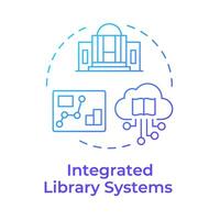 Integrated library systems blue gradient concept icon. Books managing, user service. Customer satisfaction. Round shape line illustration. Abstract idea. Graphic design. Easy to use in infographic vector