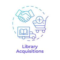 Library acquisitions blue gradient concept icon. Collection development, transportation. Round shape line illustration. Abstract idea. Graphic design. Easy to use in infographic, blog post vector