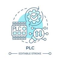 PLC soft blue concept icon. Programmable logic controller. Manufacturing control system. Round shape line illustration. Abstract idea. Graphic design. Easy to use in infographic, article vector