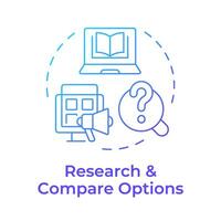 Research and compare options blue gradient concept icon. Library management systems. Round shape line illustration. Abstract idea. Graphic design. Easy to use in infographic, blog post vector