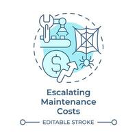 Escalating maintenance costs soft blue concept icon. Operational sustainability, efficiency. Round shape line illustration. Abstract idea. Graphic design. Easy to use in infographic, article vector