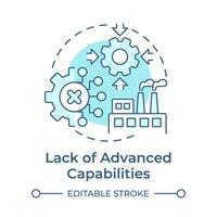 Lack of advanced capabilities soft blue concept icon. Production processes optimization. Round shape line illustration. Abstract idea. Graphic design. Easy to use in infographic, article vector