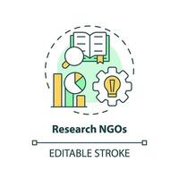 Research NGOs multi color concept icon. Non governmental organization. Conduct research. Evidence based solutions. Round shape line illustration. Abstract idea. Graphic design. Easy to use in article vector