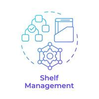 Shelf management blue gradient concept icon. Book maintenance, inventory processes. Round shape line illustration. Abstract idea. Graphic design. Easy to use in infographic, blog post vector