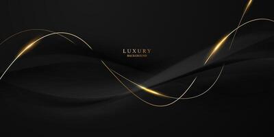 Abstract modern design black background with luxury golden elements illustration. vector