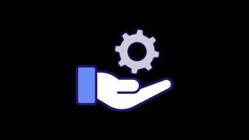 Gear Rotate On Hand Icon Animation HD On Alpha video