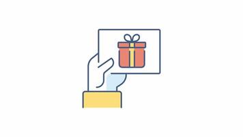 Hand And Gift Box Icon Animation 4K On Alpha video