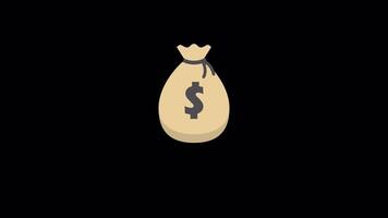 saco do dinheiro ícone animação hd em alfa video