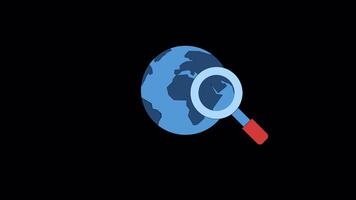 Magnifying Globe Icon Animation 4K On Alpha video