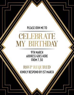 Elegant Geometric Gatsby Art Deco Invitation Design