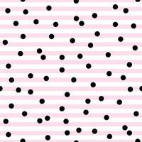 Pink Stripe Seamless Background Pattern with Black Polkadots vector