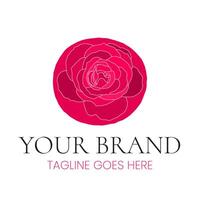 Rose Flower Brand Logo Design. Round Pink and Red Logotype for Florist, Beauty Salon, Feminine Business vector