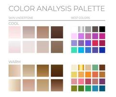 color análisis paleta por frio y calentar piel tonos y el mejor color muestras vector