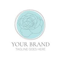 Light Minimal Rose Flower Logo Design vector