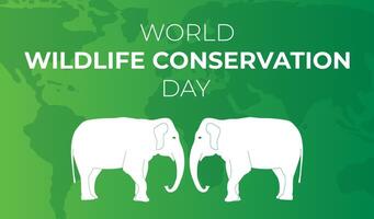 Green World Wildlife Conservation Day Background Illustration with Elephant vector