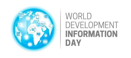 mundo desarrollo información día logo icono aislado ilustración vector