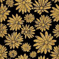 floral Roca textura sin costura modelo diseño en negro flor antecedentes vector